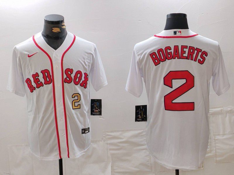 Men Boston Red Sox #2 Bogaerts White Game 2025 Nike MLB Jersey style 3
